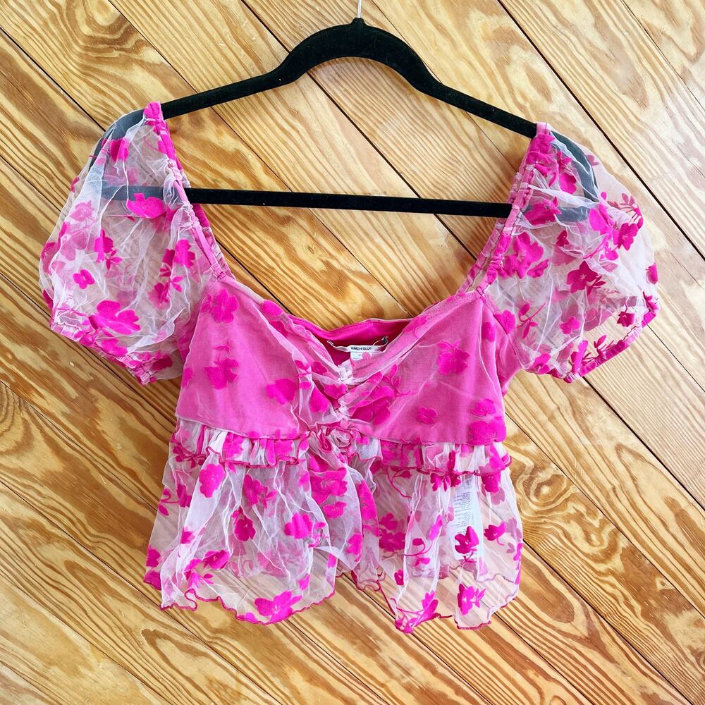 Kimchi Blue Urban Outfitters Claudia Floral Crop Blouse - Picture 3 of 7